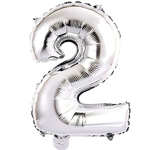 Número 2 Prata 1M Balão Grande Metalizado Decoração Festa