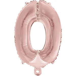 Número 0 Rose 1M Balão Grande Metalizado Decoração Festa