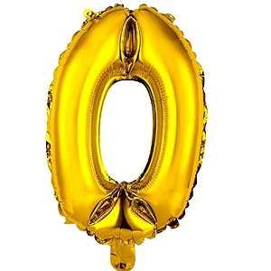 Número 0 Dourado 1M Balão Grande Metalizado Decoração Festa