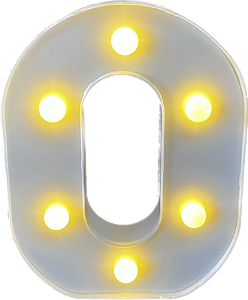 Letra Led O Plástico Branco 16Cm Luz Amarela Decorativo