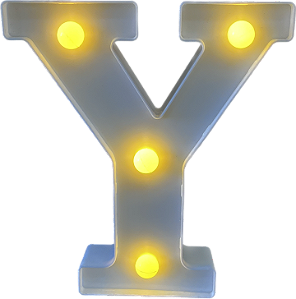 Letra Led Y Plástico Branco 16Cm Luz Amarela Decorativo