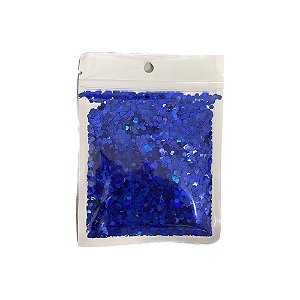 Confete Hexagonal Metálico Azul Royal P/ Balões Enfeite 15G