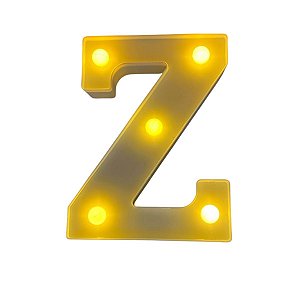 Letra Led Z Plástico Branco 16Cm Luz Amarela Decorativa