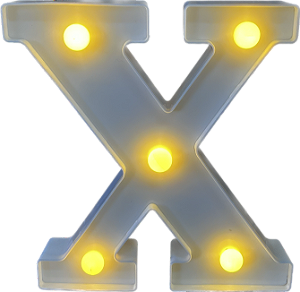 Letra Led X Plástico Branco 16Cm Luz Amarela Decorativo