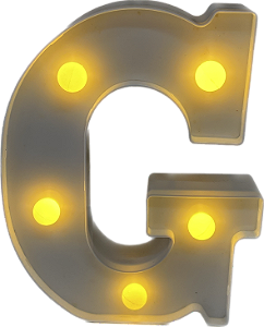 Letra Led G Plástico Branco 16Cm Luz Amarela Decorativo
