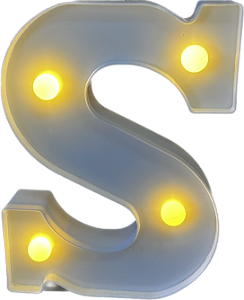 Letra Led S Plástico Branco 16Cm Luz Amarela Decorativo