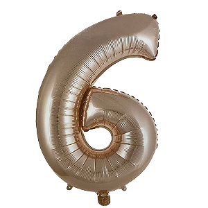 Número 6 Balão Metalizado Rose Gold 26" 65Cm Decoração É Festa