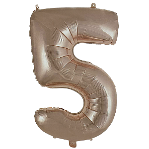 Número 5 Balão Metalizado Rose Gold 26" 65Cm Decoração É Festa