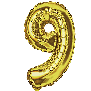 Número 9 Balão Metalizado Dourado 26" 65Cm Decoração É Festa