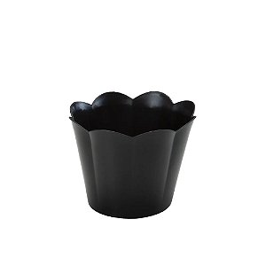 Pote Girassol Mini Preto 210Ml Plástico Decorativo Liso Festas