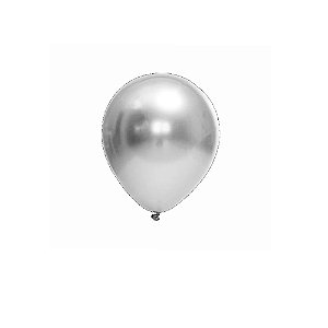 Balão Cromado Prata Látex Fest Ball Maxxi Chrome 9" 25un