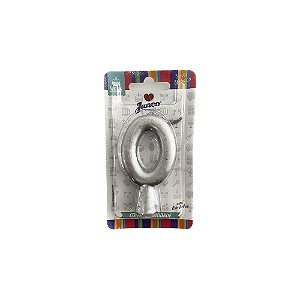 Vela Nº 0 Tubular Metalizado Prata 8Cm Decorativa Junco