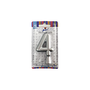 Vela Nº 4 Tubular Metalizado Prata 8Cm Decorativa Junco