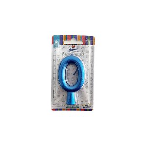 Vela Nº 0 Tubular Metalizado Azul 8Cm Decorativa Junco
