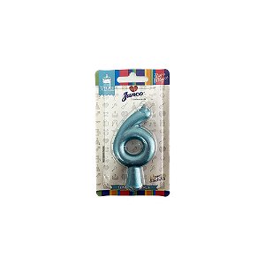 Vela Nº 6 Tubular Metalizado Azul Tiffany 8Cm Decora Junco