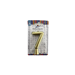 Vela Nº 7 Tubular Metalizado Ouro 8Cm Decorativa Junco