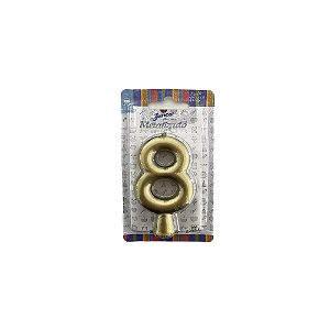 Vela Nº 8 Tubular Metalizado Ouro 8Cm Decorativa Junco
