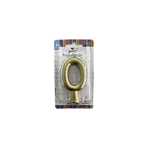 Vela Nº 0 Tubular Metalizado Ouro 8Cm Decorativa Junco