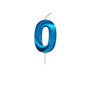 Vela Número 0 Metalizada No Palito Azul Brilhante Festa