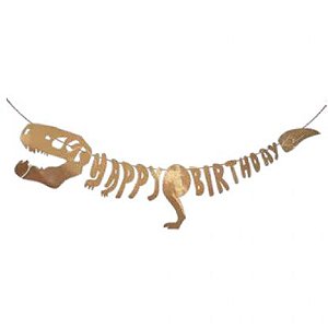 Guirlanda Happy Birthday Esqueleto Dinossauro 4M Decorativa