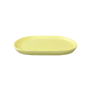 Bandeja Chicago Oval Cerâmica Decorativa Amarelo Bebê Fosco