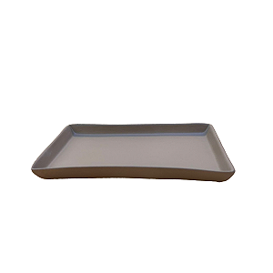 Bandeja Chicago Retangular Cerâmica Decor Festa Bege Fosco