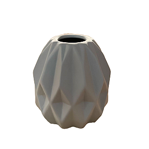 Vaso Geométrico Pequeno Cinza Fosco Decorativo Flores Falsas