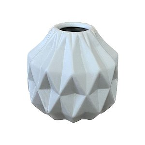 Mini Vaso Geométrico Cinza Fosco Decorativo Flor Artificial