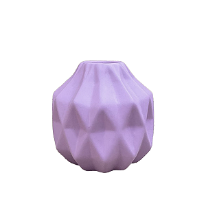 Mini Vaso Geométrico Lilás Fosco Decorativo Flor Artificial