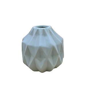 Mini Vaso Geométrico Azul Bebê Fosco Decorativo Flor Falsa