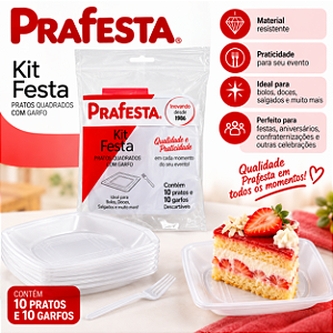 Kit Festa Q Line Descartável Sobremesa 10unid Prafesta