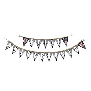 Faixa Feliz Aniversário Timão Decorativa Futebol 2,40x19