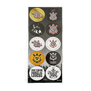 Adesivo Temático Timão Redondo Decoração Futebol 30uni