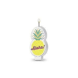 Vela Abacaxi Aloha! Tropical Aniversario 8Cm Decorativa Junco