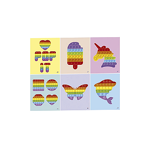 Quadrinhos Decorativos Festa POP IT 06un 16,2x20,7CM