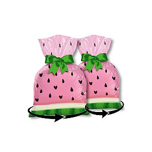Sacolinha Surpresa Melancia Rosa 8un Lembrancinha 14x27Cm