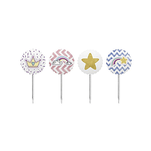 Topper  Plaquinha Bandeirinha Unicórnio Doces Decorar 8un