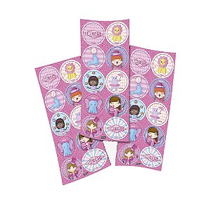 Adesivo Temático Decorativo Circo Rosa Redondo 30uni