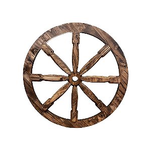 Roda De Carroça Pinus Rústico 57x6Cm  Decorativa Fazendinha