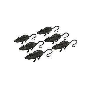 Ratinho De Plástico Preto 6un Enfeite Decorativa Halloween