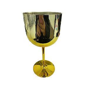 Taça De Gin Metalizada Ouro Acrílica 600ml Decoração Lembrança