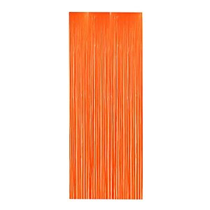 Cortina Metalizada Decorativa Enfeite Franja Laranja L1MxA2M