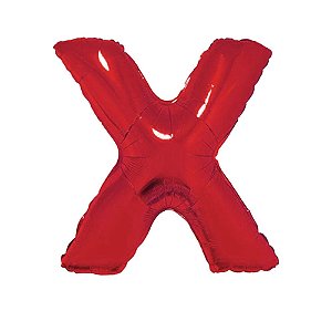 Letra X 16" 41cm Vermelha Metalizado C/Vareta Não Flutua