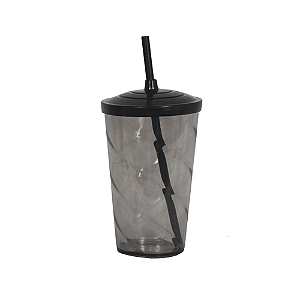 Copo Fest Twister Tampa E Canudo Preto 400ml Plástico