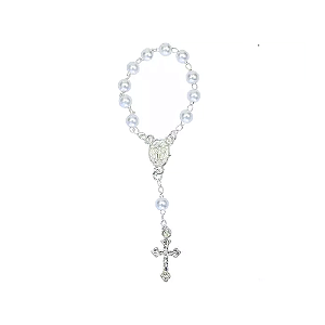 Mini Terço Branco Para Lembrancinhas Plástico 12un