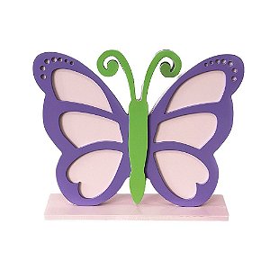 Display Grande Borboleta Mdf Lilás Com Roxo Decorativo Festa