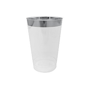 Copo Luxo Prata Transparente 340ml 4un Plástico Make+