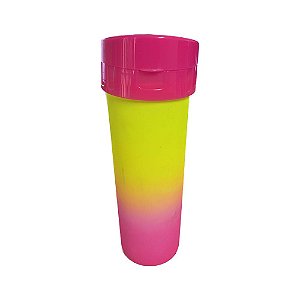 Copo Degradê Squeeze Acrilico Neon Amarelo Rosa