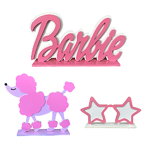 Kit Boneca Rosa Display MDF Decoração Para Mesa De Festa