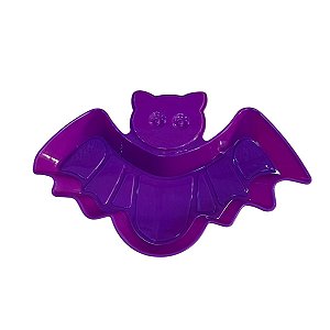 Bandeja Plástica Morcego Halloween Roxo Decorativa Festa